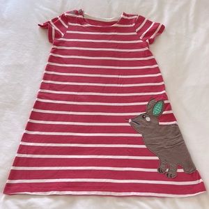 Mini Boden Watermelon Pink Striped Dress with Bunny, Girls 12 year